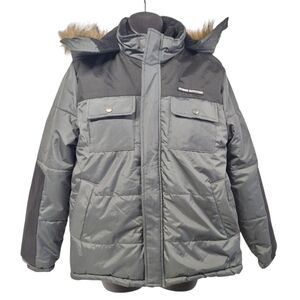 iXtreme Outfitters Hooded Charcoal Grey Oxford Parka Jacket Coat Big Boy's Sz 18
